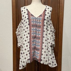 NWOT Cold Shoulder Aztec/Western Top Sz. 1X